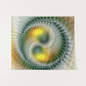 Yin Yang Green Yellow Abstract Colorful Fractal Wandkleed (Voorkant (horizontaal))