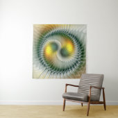 Yin Yang Green Yellow Abstract Colorful Fractal Wandkleed (In Situ (horizontaal))