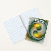 Yin Yang Green Yellow Abstract Fractal Own Name Notitieboek (Binnen)
