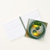 Yin Yang Green Yellow Abstract Fractal Own Name Notitieboek (Binnen)
