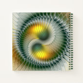Yin Yang Green Yellow Abstract Fractal Own Name Notitieboek (Achterkant)