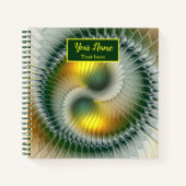 Yin Yang Green Yellow Abstract Fractal Own Name Notitieboek (Voorkant)