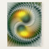 Yin Yang Green Yellow Abstract Fractal Own Name Planner (Achterkant)