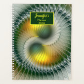 Yin Yang Green Yellow Abstract Fractal Own Name Planner (Voorkant)