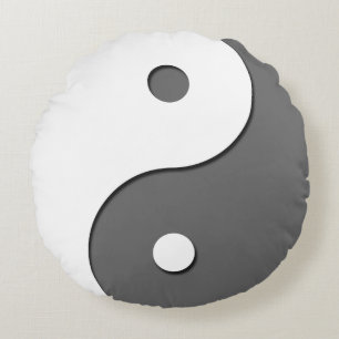 Yin Yang - grijs 1 Rond Kussen