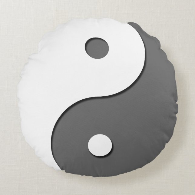 Yin Yang - grijs 1 Rond Kussen (Voorkant)