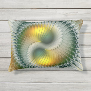Yin Yang Groen Geel Abstract Kleurrijk Fractal Buitenkussen