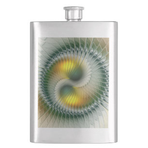 Yin Yang Groen Geel Abstract Kleurrijk Fractal Flacon