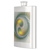 Yin Yang Groen Geel Abstract Kleurrijk Fractal Flacon (Links)
