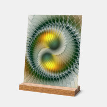 Yin Yang Groen Geel Abstract Kleurrijke Fractal