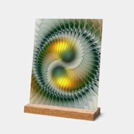 Yin Yang Groen Geel Abstract Kleurrijke Fractal Acryl Bord