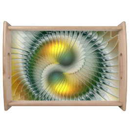 Yin Yang Groen Geel Abstract Kleurrijke Fractal Dienblad