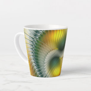 Yin Yang Groen Geel Abstract Kleurrijke Fractal Latte Mok
