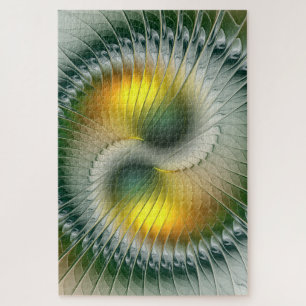 Yin Yang Groen Geel Abstract Kleurrijke Fractal Legpuzzel