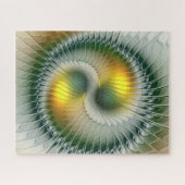 Yin Yang Groen Geel Abstract Kleurrijke Fractal Legpuzzel (Horizontaal)