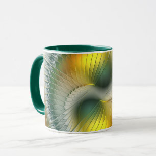 Yin Yang Groen Geel Abstract Kleurrijke Fractal Mok