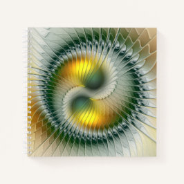 Yin Yang Groen Geel Abstract Kleurrijke Fractal Notitieboek