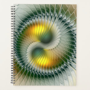 Yin Yang Groen Geel Abstract Kleurrijke Fractal Planner