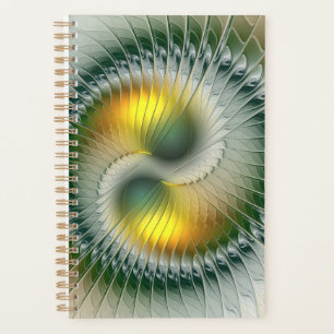 Yin Yang Groen Geel Abstract Kleurrijke Fractal Planner