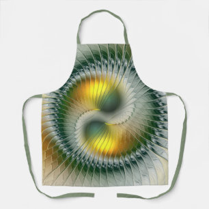 Yin Yang Groen Geel Abstract Kleurrijke Fractal Schort