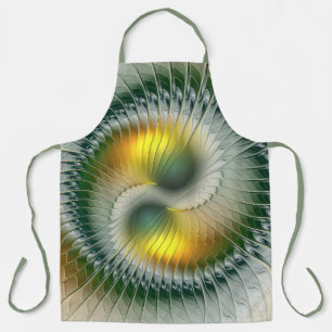 Yin Yang Groen Geel Abstract Kleurrijke Fractal Schort