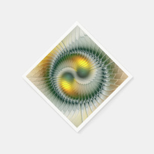 Yin Yang Groen Geel Abstract Kleurrijke Fractal Servet