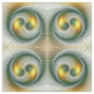 Yin Yang Groen Geel Abstract Kleurrijke Fractal Stof