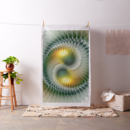 Yin Yang Groen Geel Abstract Kleurrijke Fractal Stof