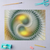Yin Yang Groen Geel Abstract Kleurrijke Fractal Tissuepapier (Craft)