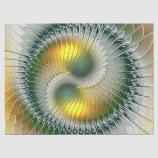 Yin Yang Groen Geel Abstract Kleurrijke Fractal Tissuepapier (Voorkant)