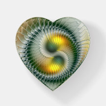 Yin Yang Groen Geel Abstracte Fractale Kunst Hart