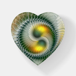 Yin Yang Groen Geel Abstracte Fractale Kunst Hart