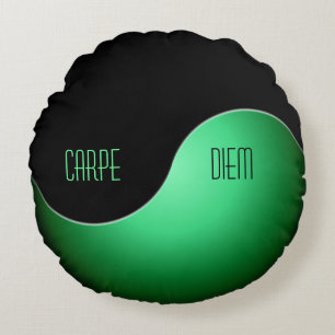 yin yang - groen rond kussen