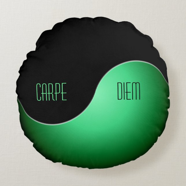 yin yang - groen rond kussen (Voorkant)
