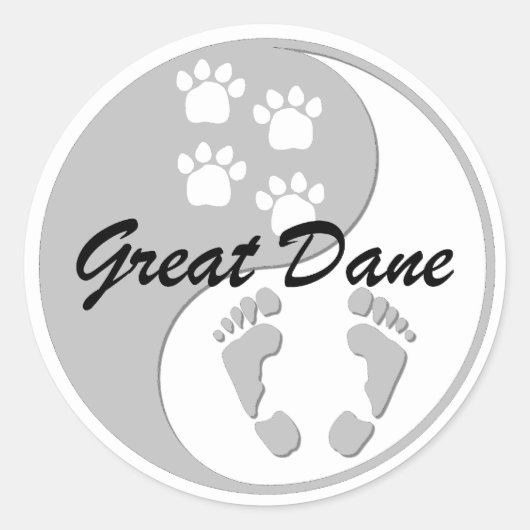 yin yang grote dane ronde sticker (Voorkant)