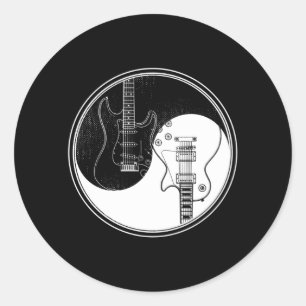 Yin Yang Guitar Acoustic Rock Music Lover Ronde Sticker