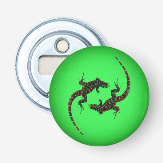 Yin Yang Hagedissen Button Flesopener (Voorkant)