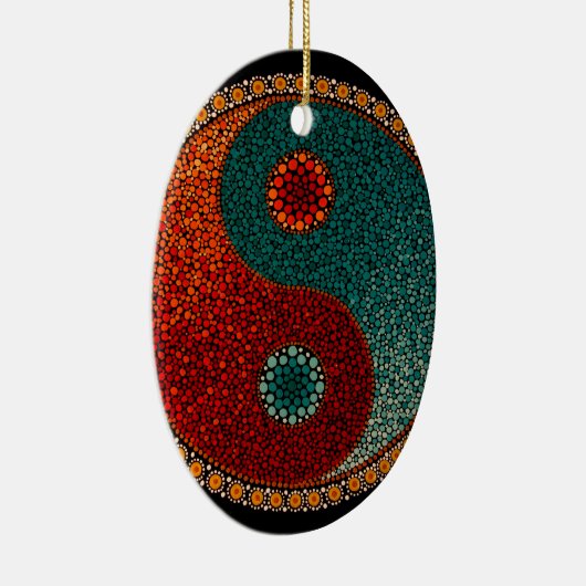Yin Yang Hand Painted Mandala Keramisch Ornament (Rechts)
