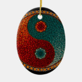 Yin Yang Hand Painted Mandala Keramisch Ornament (Voorkant)