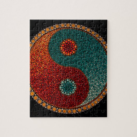 Yin Yang Hand Painted Mandala Legpuzzel (Verticaal)