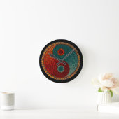 Yin Yang Hand Painted Mandala Ronde Klok (Huis)