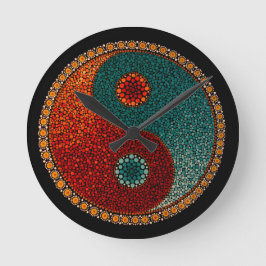 Yin Yang Hand Painted Mandala Ronde Klok