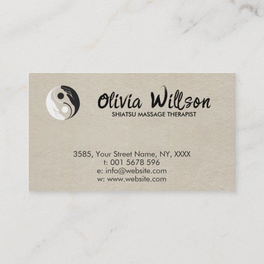 Yin Yang Hands Sakura Tree Branch Visitekaartje (Achterkant)