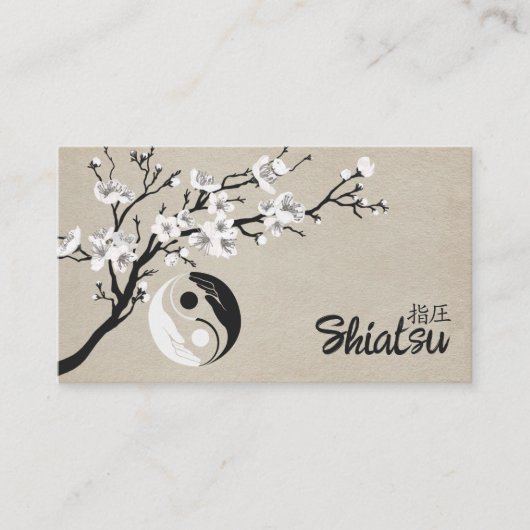 Yin Yang Hands Sakura Tree Branch Visitekaartje (Voorkant)
