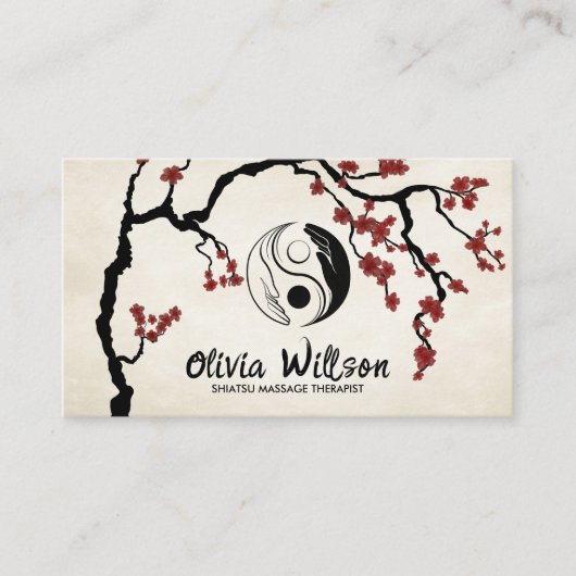 Yin Yang Hands Sakura Tree Visitekaartje (Voorkant)