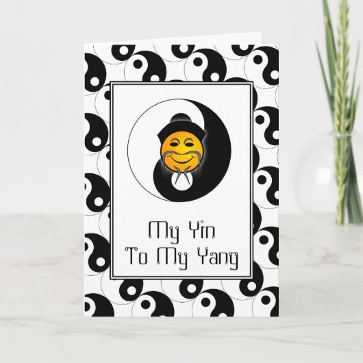 Yin Yang Happy Face Kaart Wenskaart (Voorkant)