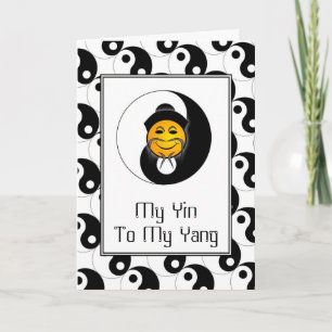 Yin Yang Happy Face Kaart Wenskaart