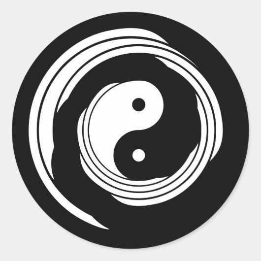 Yin Yang Harmonie in Beweging Zwart Witte Spiraal Ronde Sticker (Voorkant)