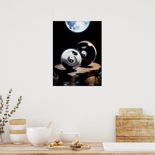 Yin Yang Harmony: buitenaards evenwicht Poster (Keuken)