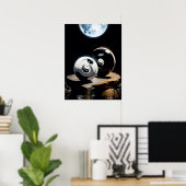 Yin Yang Harmony: buitenaards evenwicht Poster (Thuiskantoor)